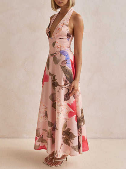 Maxikleid mit tiefem V-Ausschnitt