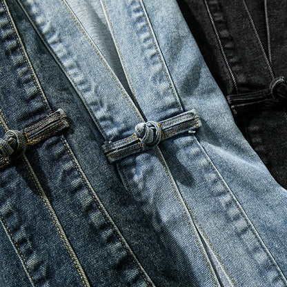 Denim-Kimono im Vintage-Waschungsstil