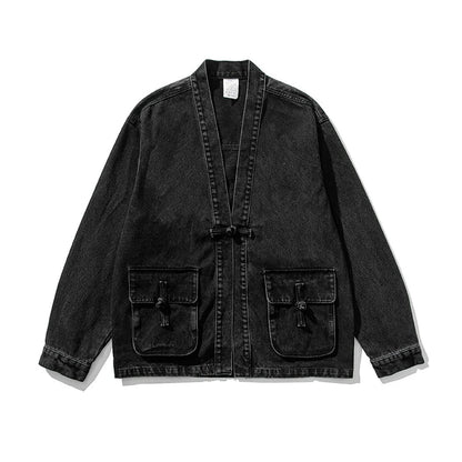 Denim-Kimono im Vintage-Waschungsstil