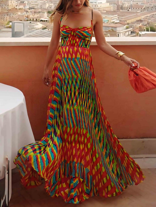 Elegantes Maxikleid in A-Linie mit personalisiertem Maldruck