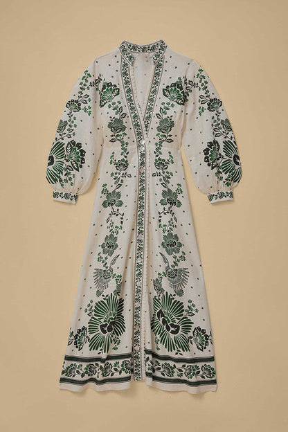Einzigartiges Maxikleid mit Knopfleiste und langen Ärmeln