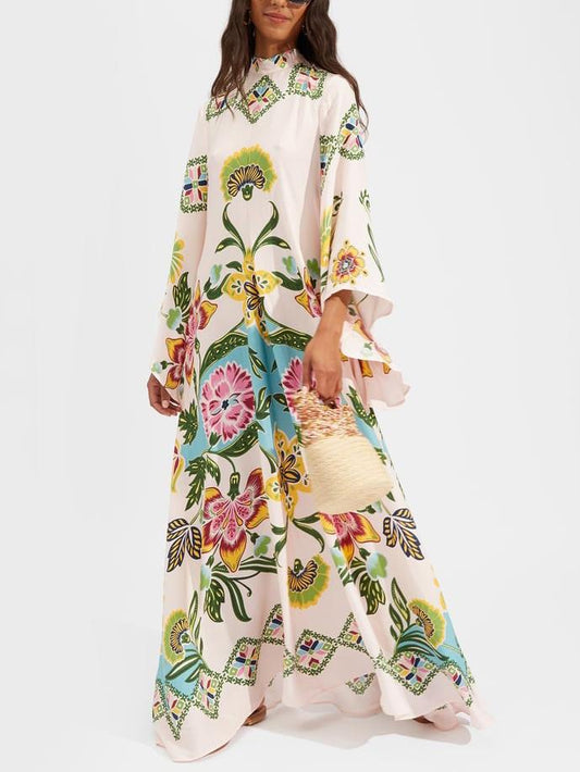 Exquisites, fließendes Maxikleid mit Blumendruck „Sunshine“
