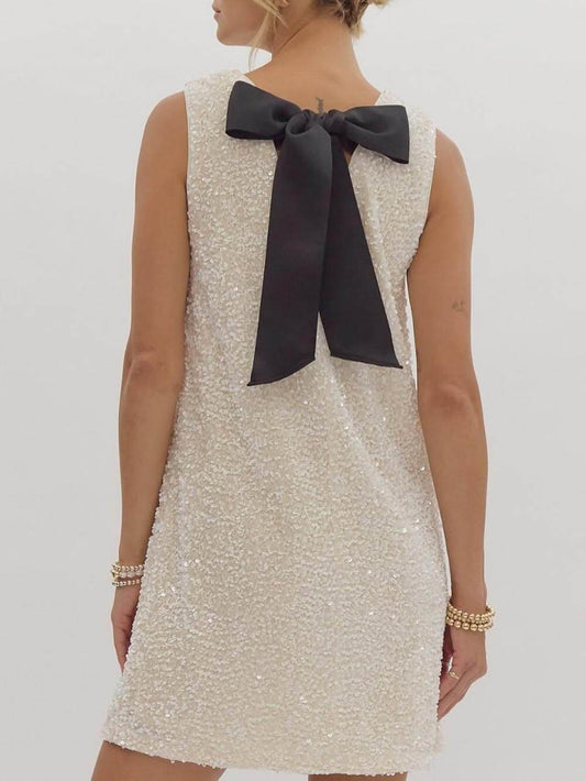 Party-Minikleid mit Pailletten und Schleifen zum Binden